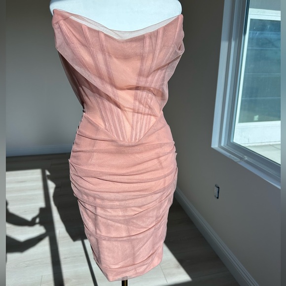 House of CB Leila Blush Mesh Corset Mini Dress| Size XS| No Tags, Not Worn - Picture 8 of 13